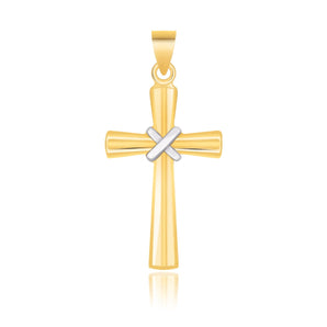 14k Two-Tone Gold Cross Pendant with a Center X Design RCJ
