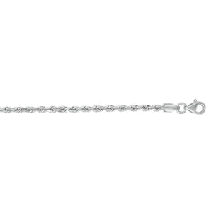 14k White Gold Solid Diamond Cut Rope Bracelet (2.50 mm) RCJ
