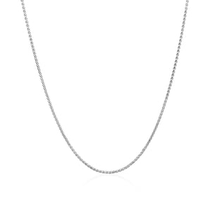 14k White Gold Diamond Cut Round Wheat Chain (1.00 mm) RCJ