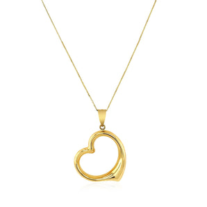 14k Yellow Gold Floating Heart Drop Pendant RCJ