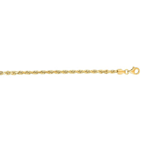 14k Yellow Gold Solid Diamond Cut Rope Bracelet (3.00 mm) RCJ