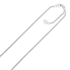 14k White Gold Adjustable Popcorn Chain (1.00 mm) RCJ