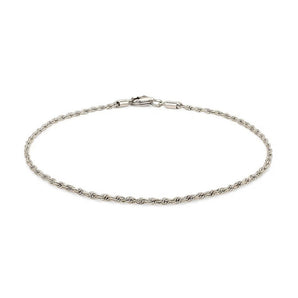 14k White Gold Solid Diamond Cut Rope Bracelet (1.60 mm) RCJ