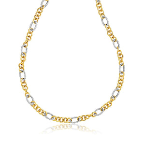 14k Two-Tone Round and Cable Style Link Necklace RCJ