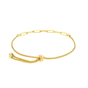 14K Yellow Gold Adjustable Bracelet with Paperclip Chain (1.00 mm) RCJ