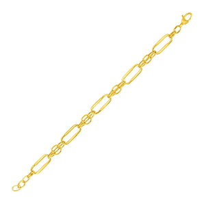14k Yellow Gold Bracelet with Polished Rectangular Oval Links (8.20 mm) RCJ