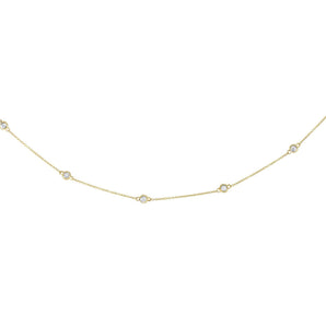 14k Yellow Gold Station Necklace with Round Diamonds RCJ