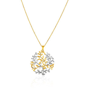 14k Two-Tone Yellow and White Gold Tree of Life Pendant RCJ
