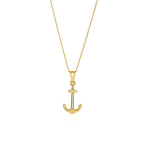 14k Yellow Gold Cable Chain with Anchor Pendant RCJ