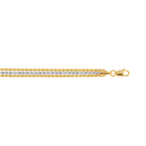 Triple Strand Rope Chain Bracelet in 10k Two Tone Gold (6.35 mm) RCJ