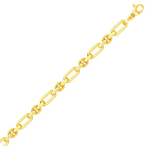 14k Yellow Gold Polished and Textured Link Bracelet (6.30 mm) RCJ