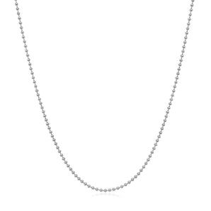 14k White Gold Bead Chain 1.0mm (1.00 mm) RCJ