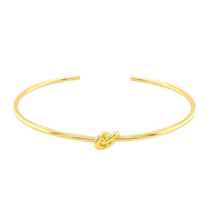 14k Yellow Gold Polished Cuff Bangle with Knot (5.50 mm) RCJ