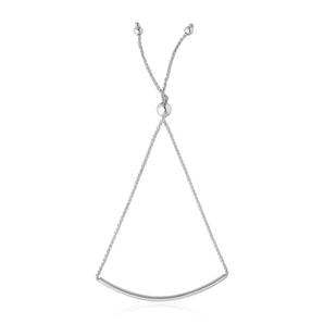 14k White Gold Smooth Curved Bar Lariat Design Bracelet (1.00 mm) RCJ