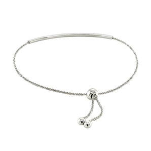 14k White Gold Smooth Curved Bar Lariat Design Bracelet (1.00 mm) RCJ