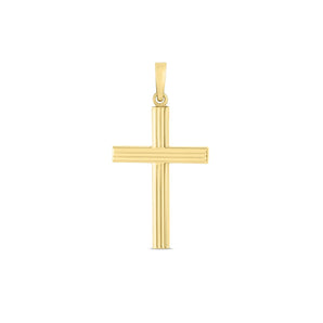 14k Yellow Gold High Polish Ribber Cross Pendant RCJ