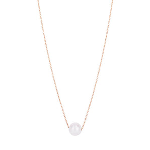 14k Rose Gold Pearl Solitaire Necklace RCJ