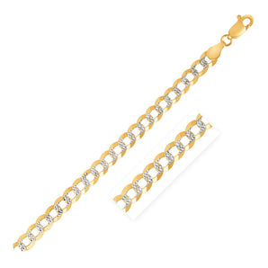 14k Two Tone Gold Pave Curb Bracelet (3.60 mm) RCJ