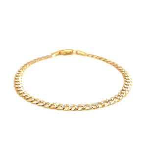 14k Two Tone Gold Pave Curb Bracelet (3.60 mm) RCJ