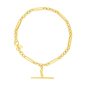 14k Yellow Gold Alternating Oval and Round Chain Bracelet with Toggle (3.90 mm) RCJ