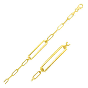 14k Yellow Gold High Polish Open Curved Paperclip Bracelet (3.30 mm) RCJ