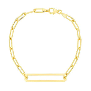14k Yellow Gold High Polish Open Curved Paperclip Bracelet (3.30 mm) RCJ