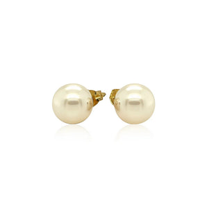14k Yellow Gold Freshwater Cultured White Pearl Stud Earrings (7mm) RCJ