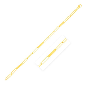14k Yellow Gold Alternating Paperclip Chain Link and Gold Bar Bracelet (3.60 mm) RCJ