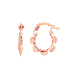 14k Rose Gold Scalloped Hoop Earrings RCJ