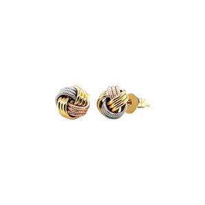 Love Knot Post Earrings in 14k Tri Color Gold RCJ