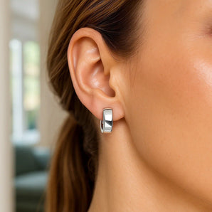 14k White Gold Snuggable Hoop Earrings RCJ