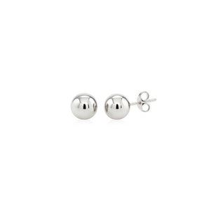 14k White Gold Spherical Stud Earrings (7.0 mm) RCJ