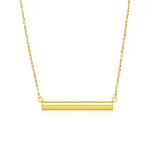 14k Yellow Gold Chain Necklace with a Shiny Flat Bar RCJ