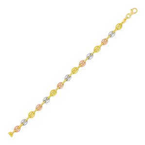 14k Tri Color Gold Mariner Link Bracelet (4.90 mm) RCJ