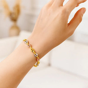 14k Tri Color Gold Mariner Link Bracelet (4.90 mm) RCJ