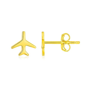 14K Yellow Gold Airplane Earrings RCJ