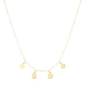 14k Yellow Gold Love Necklace with Circle Drops RCJ