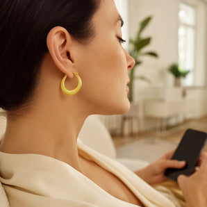 14k Yellow Gold Graduated Round Textured Hoop Earrings RCJ