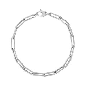 14K White Gold Bold Paperclip Chain Bracelet (4.20 mm) RCJ