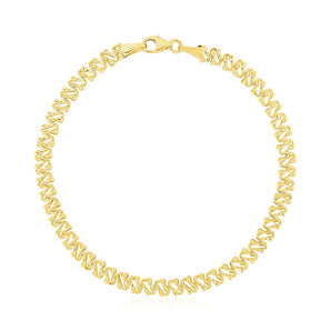 14k Yellow Gold High Polish Textured Fancy Chain Bracelet  (4.00 mm) RCJ