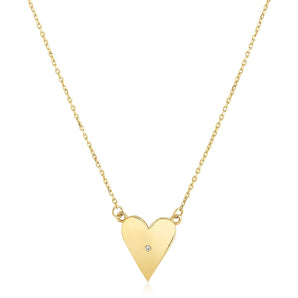 14k Yellow Gold High Polish Elongated Heart Necklace RCJ