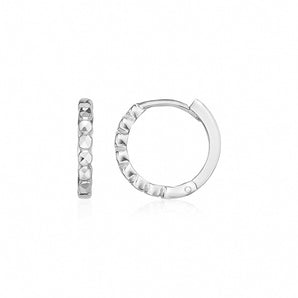 14k White Gold Petite Textured Round Hoop Earrings RCJ
