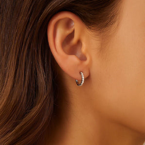 14k White Gold Petite Textured Round Hoop Earrings RCJ