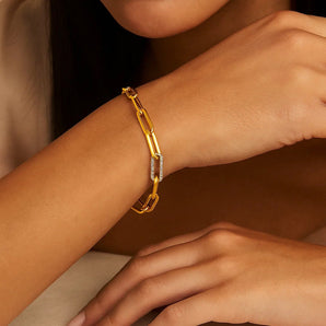 14k Yellow Gold Paperclip Chain Bracelet with Diamond Link (6.00 mm) RCJ