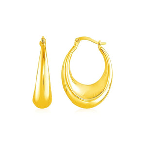 14k Yellow Gold Polished Puffed Hoop Earrings RCJ