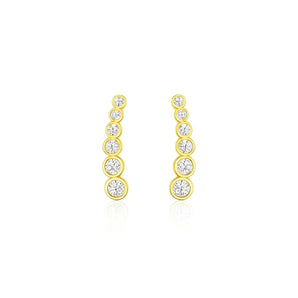 14k Yellow Gold Graduated Circles Climber Post Earrings with Cubic Zirconias RCJ