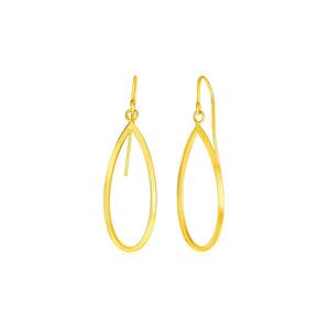 14k Yellow Gold Earrings with Polished Open Teardrop Dangles RCJ
