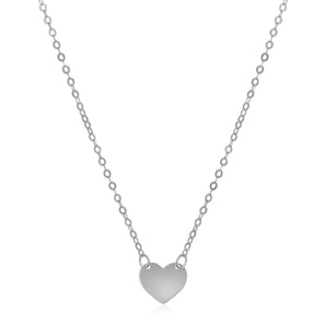 14k White Gold Polished Mini Heart Necklace RCJ