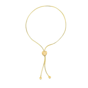 14k Yellow Gold Adjustable Lariat Style Heart Motif Bracelet (1.00 mm) RCJ