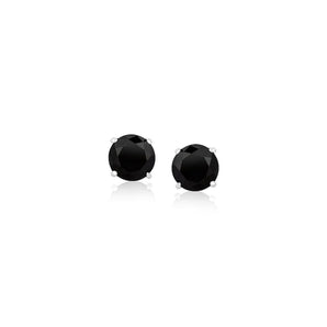 14k White Gold Stud Earrings with Black Faceted Cubic Zirconia(5mm) RCJ